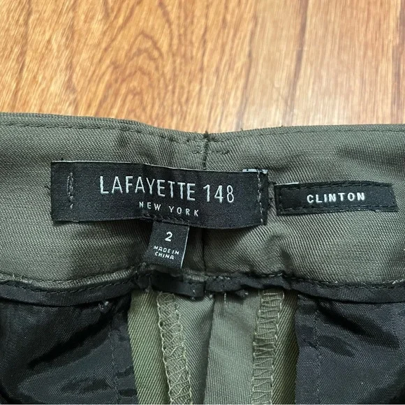 Lafayette 148 Clinton Dill Green Pickstitch Cuff Pants Trousers size 2